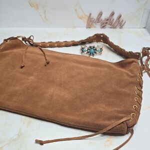 Brown Suede Stitching Shoulder Bag New